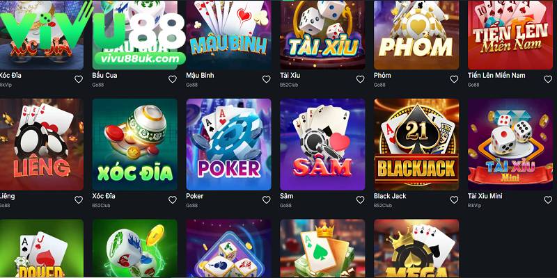 Đa dạng game bài “xanh chín”, tỷ lệ thưởng hấp dẫn tại Vivu88 Đa dạng game bài “xanh chín”, tỷ lệ thưởng hấp dẫn tại Vivu88