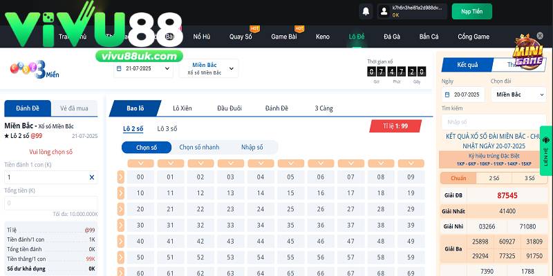 Vivu88: Nhà cái uy tín chính chủ, nạp rút siêu tốc 20s Lô đề nhà cái trả thưởng siêu khủng