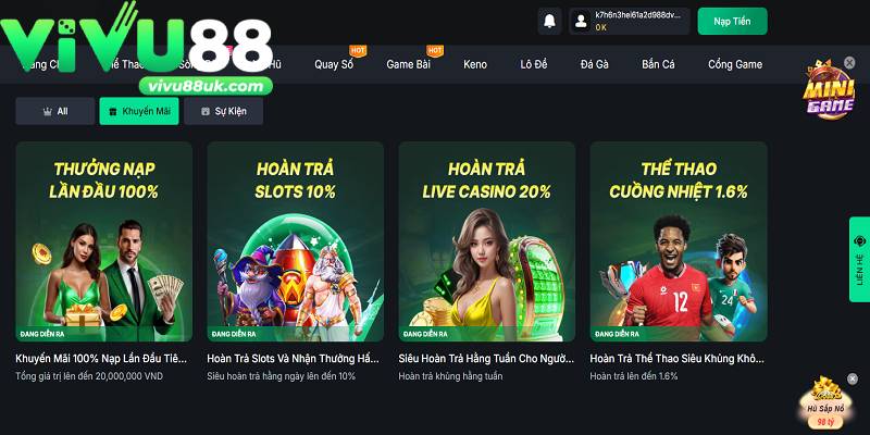 Vivu88: Nhà cái uy tín chính chủ, nạp rút siêu tốc 20s Nhiều khuyến mãi khủng của nhà cái đang chờ người chơi tham gia