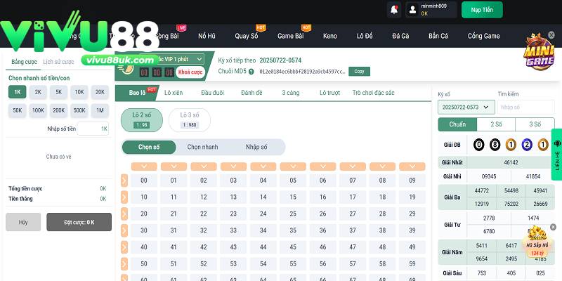 Siêu tốc MD5 với 2 loại hình cược lô 2 số và 3 số Siêu tốc MD5 với 2 loại hình cược lô 2 số và 3 số